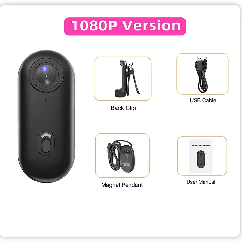 Waterproof 4K mini Pocket Magnetic POV Vlog Cam Portable Body Chest Recorder Wireless WiFi Action Camera Helmet Bicycle Sports